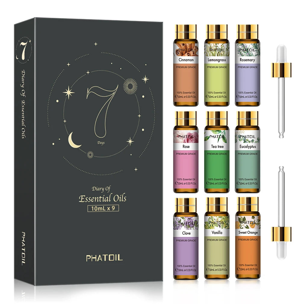 Pure natural gift set for humidifier and diffuser, essential oil set, Regina aromatic oil for skincare, DIY crafting, below, 10ml, 9 pieces