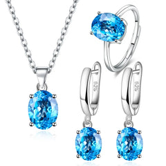 ElassorZkeys-Ensembles de bijoux en argent regardé 925 pour femmes, bague, collier, boucles d'oreilles, accessoires de luxe, offres