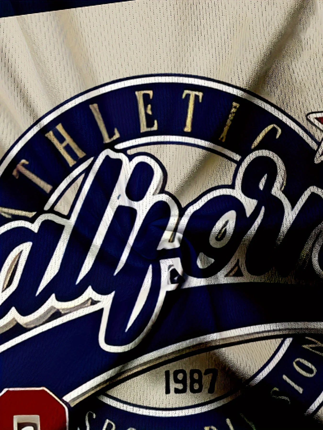 T-shirt graphique vintage California Sports League pour hommes – T-shirt athlétique rétro avec accents bleu marine et rouge – Col rond léger