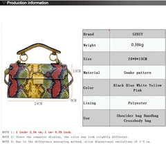 New Luxury Brand Designer Handbag Women's Snake Print Leather Shoulder Bags Fashion Small Square Crossbody Bag Bolsa De Ombro 