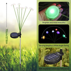 Dual Mode LED Solar Garden Lights, Mushroom-Shaped Waterproof Garden Patio Path Jellyfish Design for Garden Ambiance