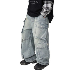 Jean ample à jambes larges pour garçons, pantalon de travail pour enfants moyens et grands, coupe confortable, printemps-automne