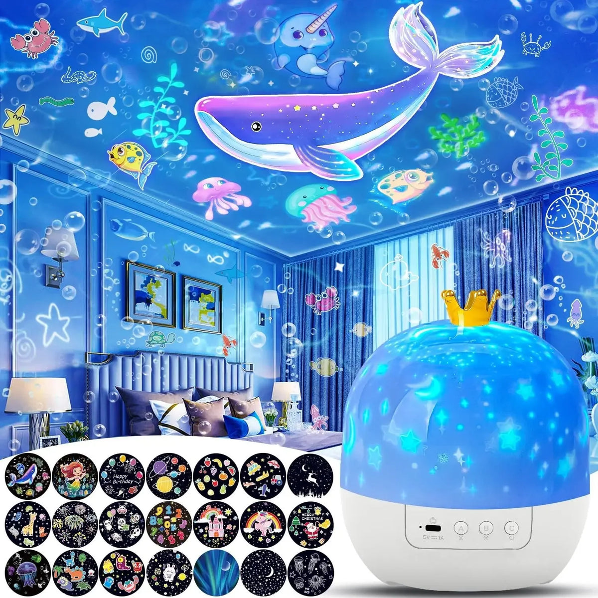 21 en 1 enfants veilleuse nébuleuse étoile projecteur Rotation 3 couleurs de lumière galaxie projecteur brancher lampe de nuit cadeaux pour femmes enfant