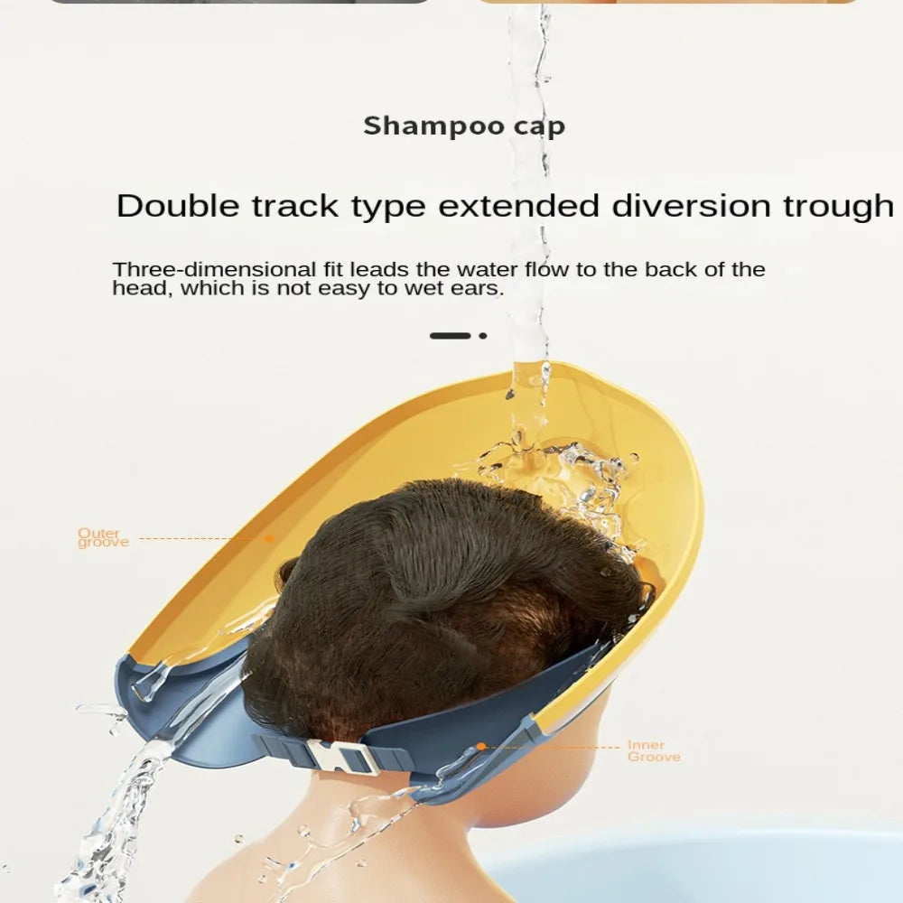 Bonnet de bain pour enfants, bonnet de douche, shampoing, réglable, imperméable, Protection des yeux, couvre-chef, bonnet de shampoing