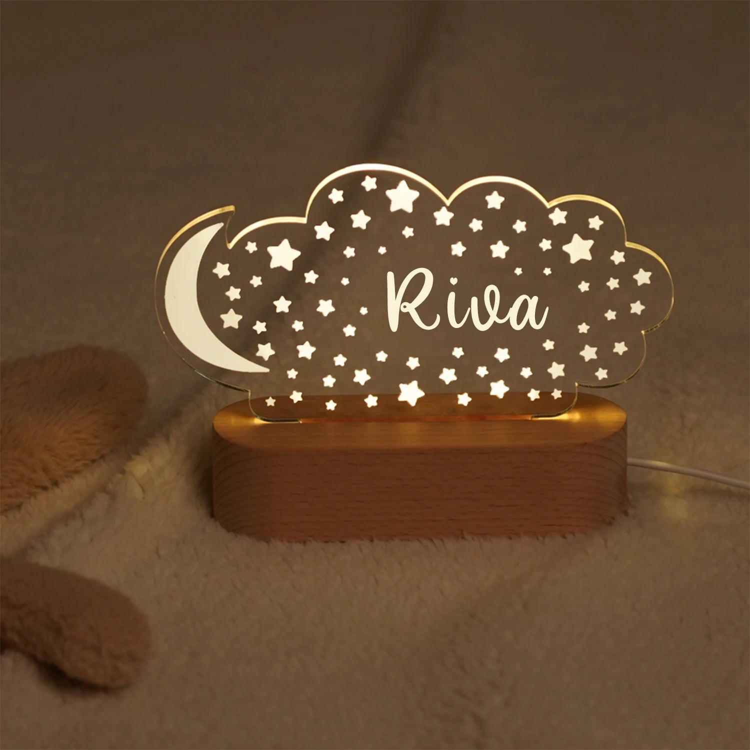 Bébé enfants USB veilleuse personnalisé enfants nom lampe personnalisé pépinière nouveau-né chambre décoration de la maison anniversaire Souvenir cadeau