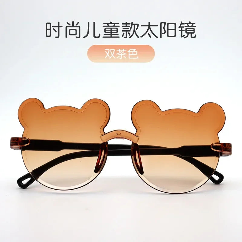 Lunettes de soleil pour enfants en forme d'ours lunettes pour enfants dessin animé sans monture UV400 lunettes pour enfants en plein air Anti-éblouissement filles garçons lunettes de soleil