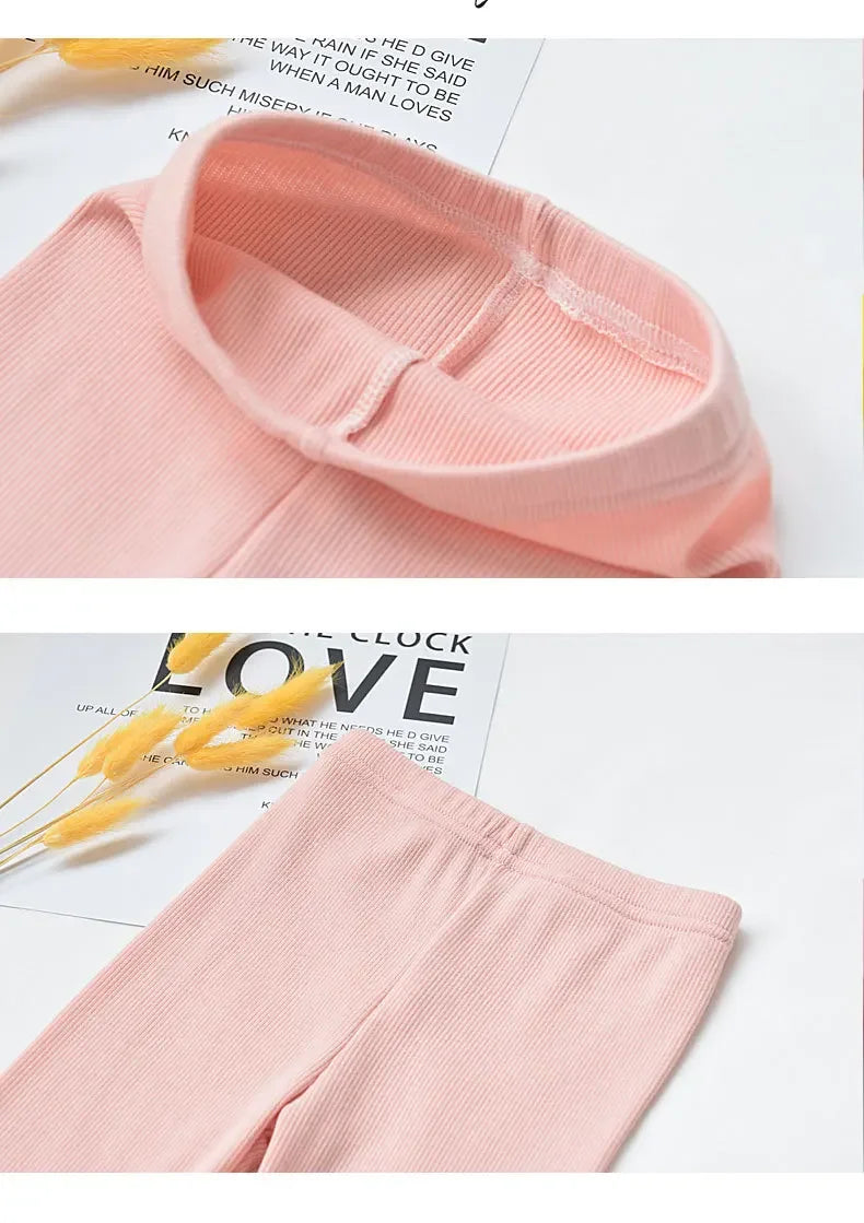 Girls' cotton leggings with elastic waistband, cute pants for babies and children, autumn and spring collection