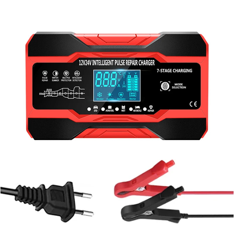 5A Car Battery Charger, 12V/24V Smart Battery Charger, Automatic Maintenance with Temperature Compensation for Truck Mower