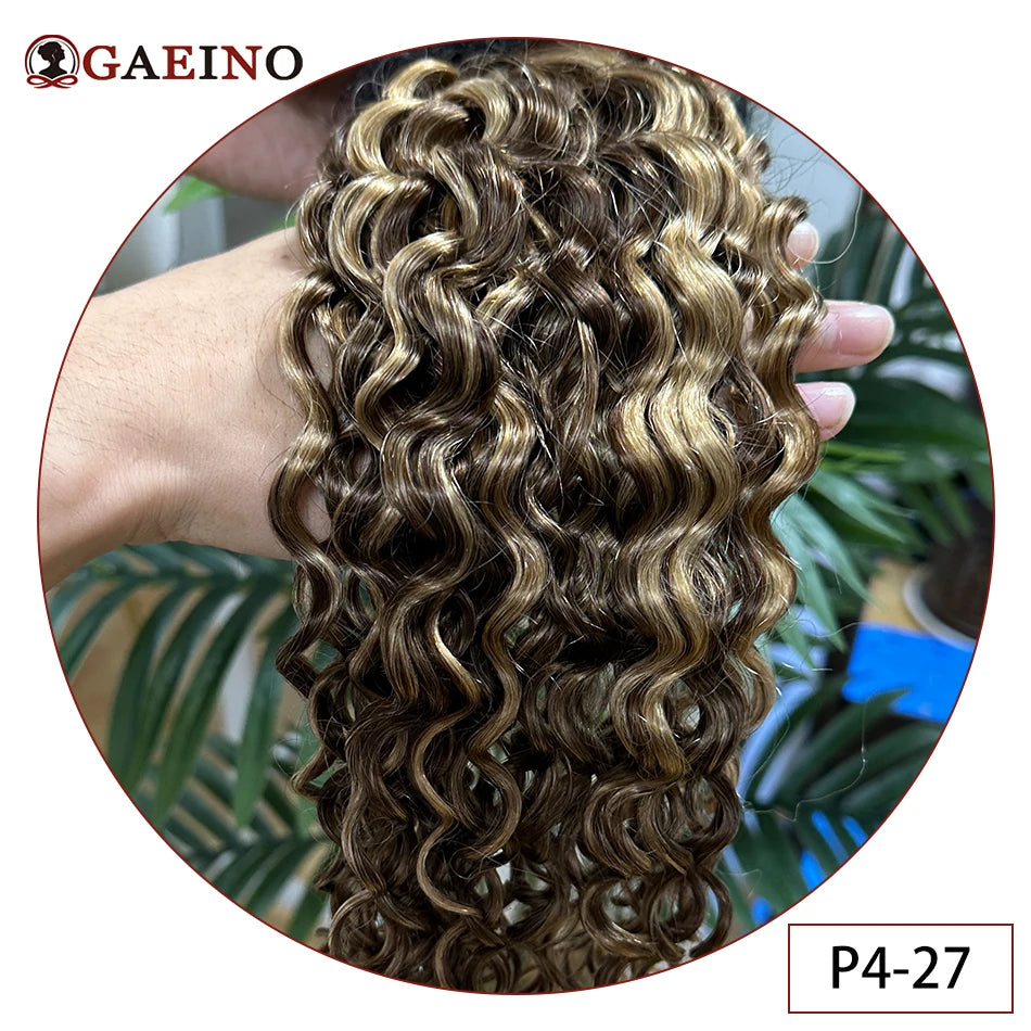 Clip de vague d'eau dans les Extensions de cheveux vrais cheveux humains 7 pièces/ensemble châtain et blond bronzé met en évidence pince bouclée sur les Extensions de cheveux
