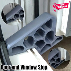 Window/balcony door stop with rail lock, heavy-duty door stop, non-slip door wedge, wall protector, easy installation/removal