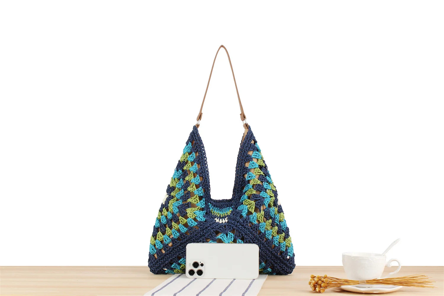 Sac à main d'été bohème tressé, fourre-tout décontracté, sac de plage en paille creuse, sac initié tissé, sac de voyage en raphia et rotin