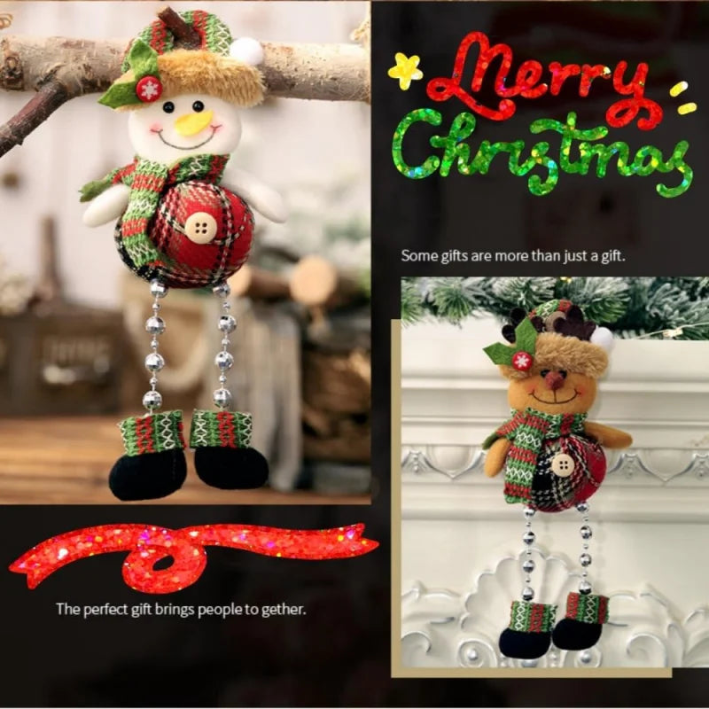 Christmas tree decorations, plush hanging ornaments for holiday parties, Santa Claus, snowman, reindeer, Christmas home decorations