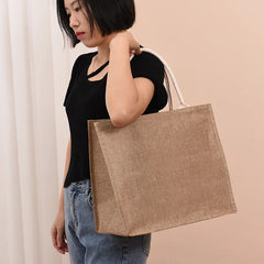 Sac à main en jute de coton peint à la main, sac en chanvre, sac en lin, sac à provisions, sac recouvert de film, sac à main imperméable