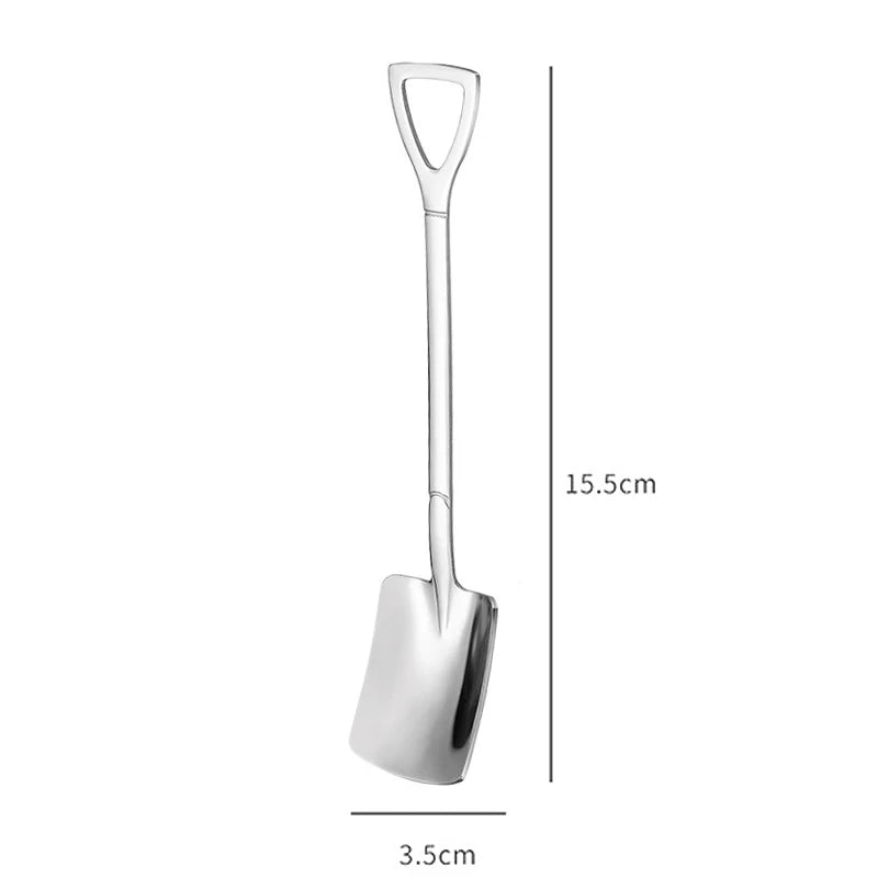 Set of 4 stainless steel scoop and pointed spoons, coffee spoon, tea spoon, ice cream spoon, dessert spoon, cutlery, dinnerware set, kitchen tools