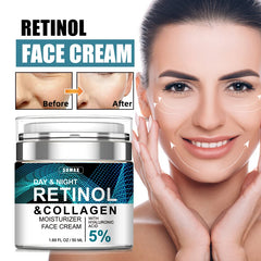 Sumax-Crème pour le visage au collagène de rétinol, soin hydratant à l'acide hyaluronique, raffermissant et éclaircissant à 5%, 50ml