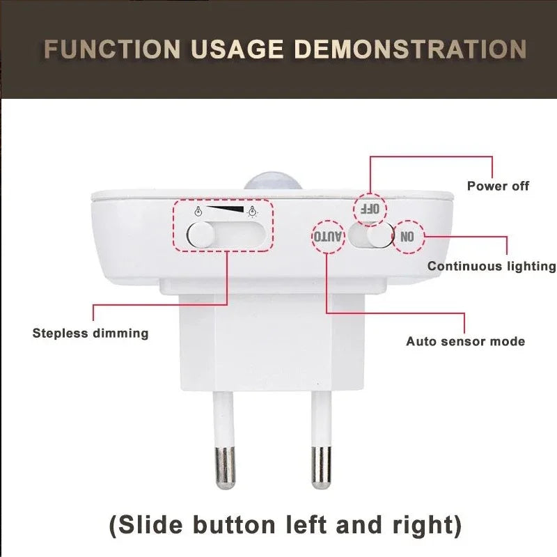 Lampe de chevet LED pour enfants, veilleuse avec prise US/EU, capteur de mouvement intelligent, applique murale pour la maison, adaptée au couloir