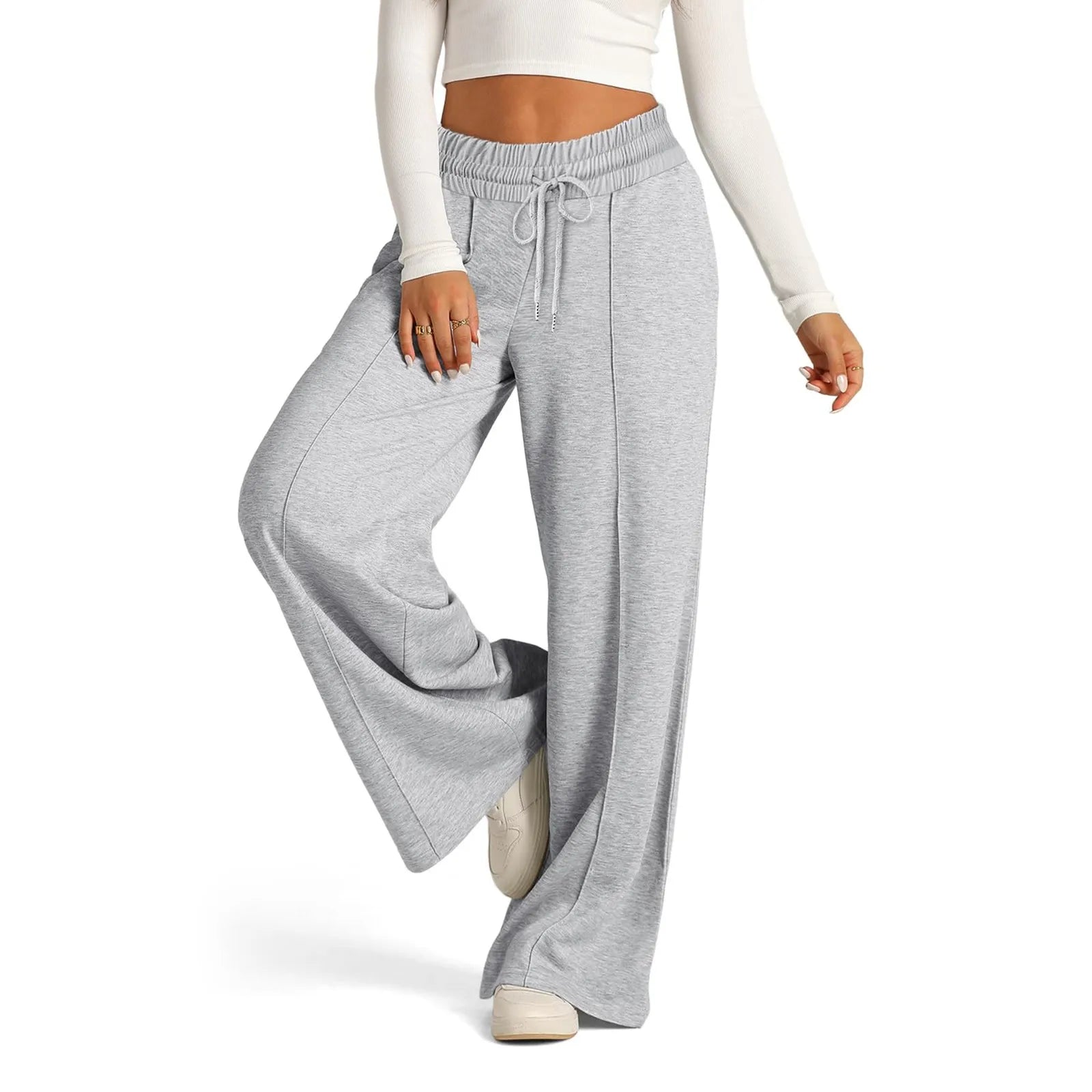 Pantalon de survêtement en polaire pour femmes, Streetwear, taille haute, ample, décontracté, droit, Sport, jambes larges, Baggy, jogging