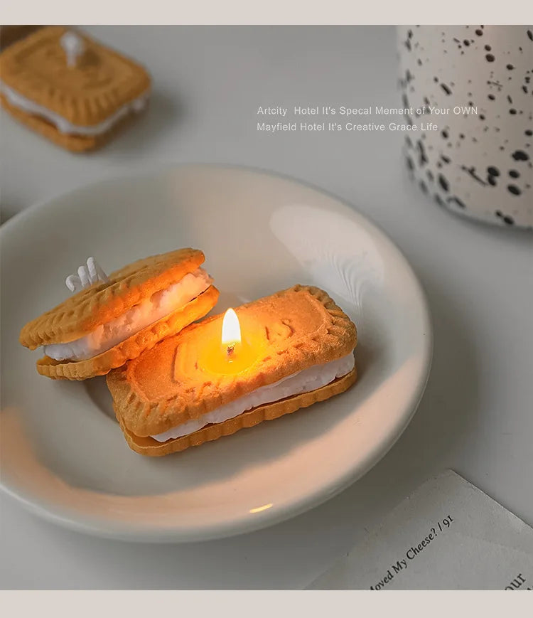 Cute handmade biscuit-shaped scented candle, for aromatherapy, soy wax, for weddings, birthdays, parties, and home decoration
