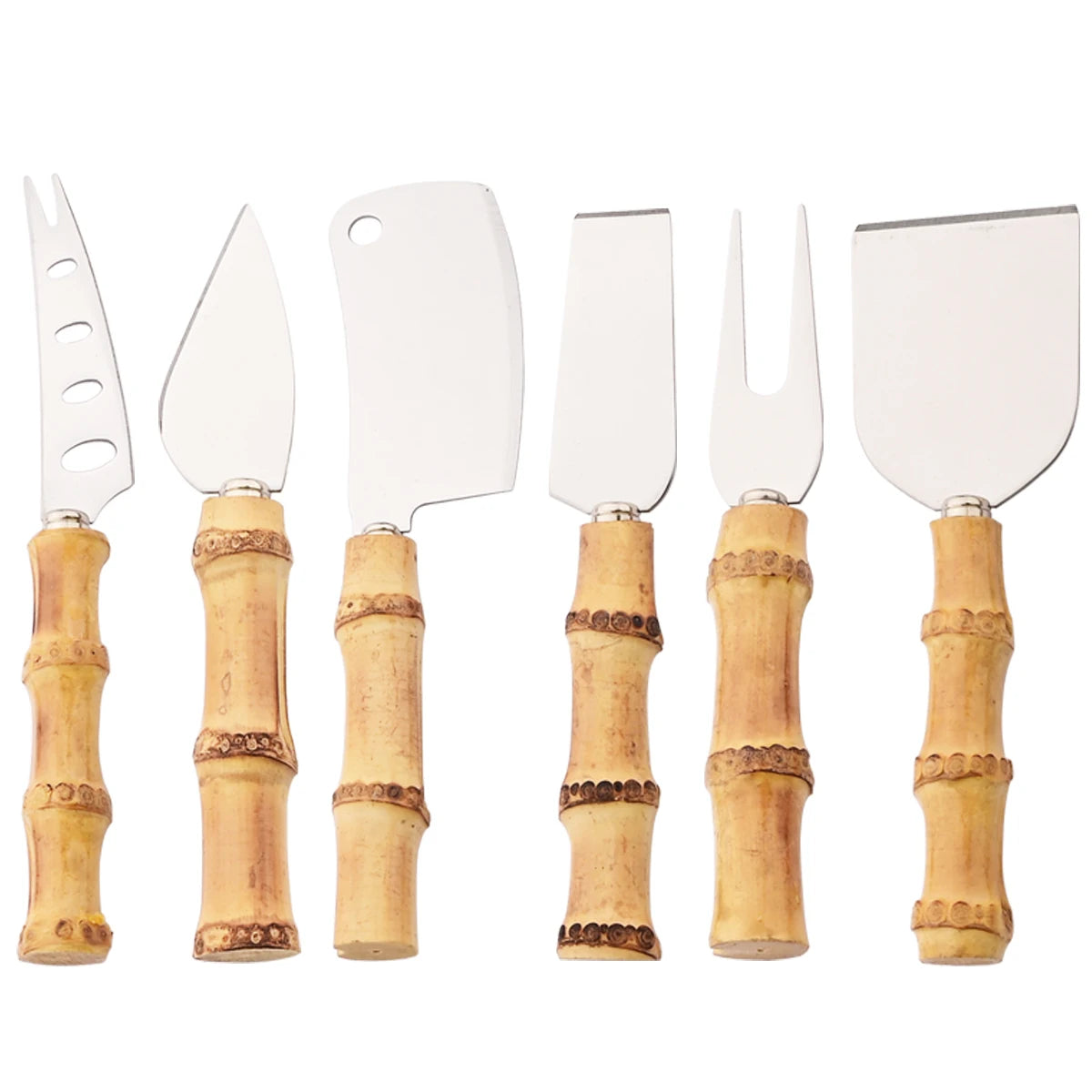 Ensemble de couteaux à fromage en bambou, couverts à fromage, trancheur de fromage en acier inoxydable, Mini couteau couteau à beurre, spatule fourchette outils de cuisine
