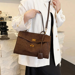Sac à main de luxe pour femmes, café violet, marque avancée, Simple, fourre-tout en daim givré, sac à bandoulière de voyage pour banlieue