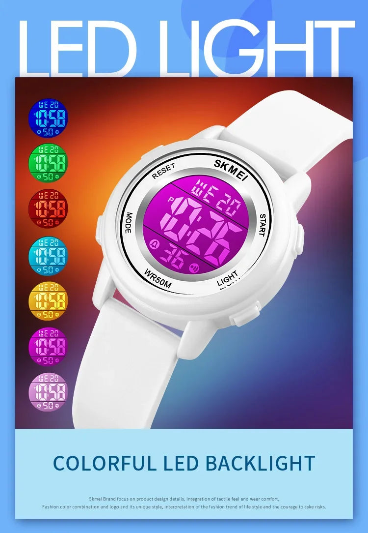 SKMEI 1721 étanche alarme enfant montres montre enfant garçons filles Sport enfants montre coloré Led enfants montres numériques