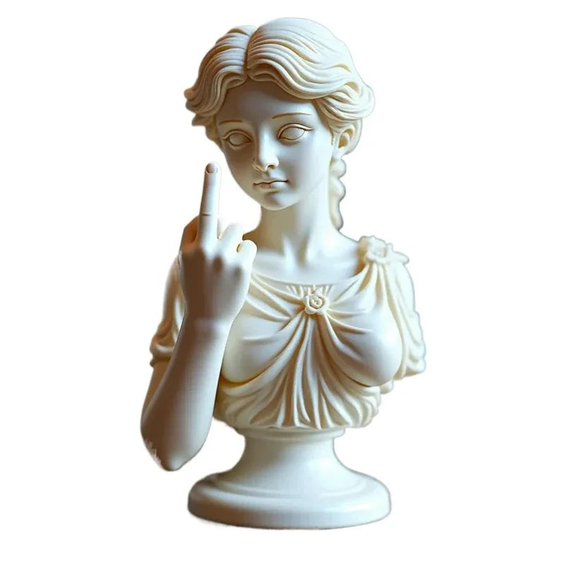 Statue de déesse de Vienne drôle en résine, Sculpture offensive du doigt du milieu, Figurines de bureau Medusa, nouveauté, cadeau artistique, décoration de maison