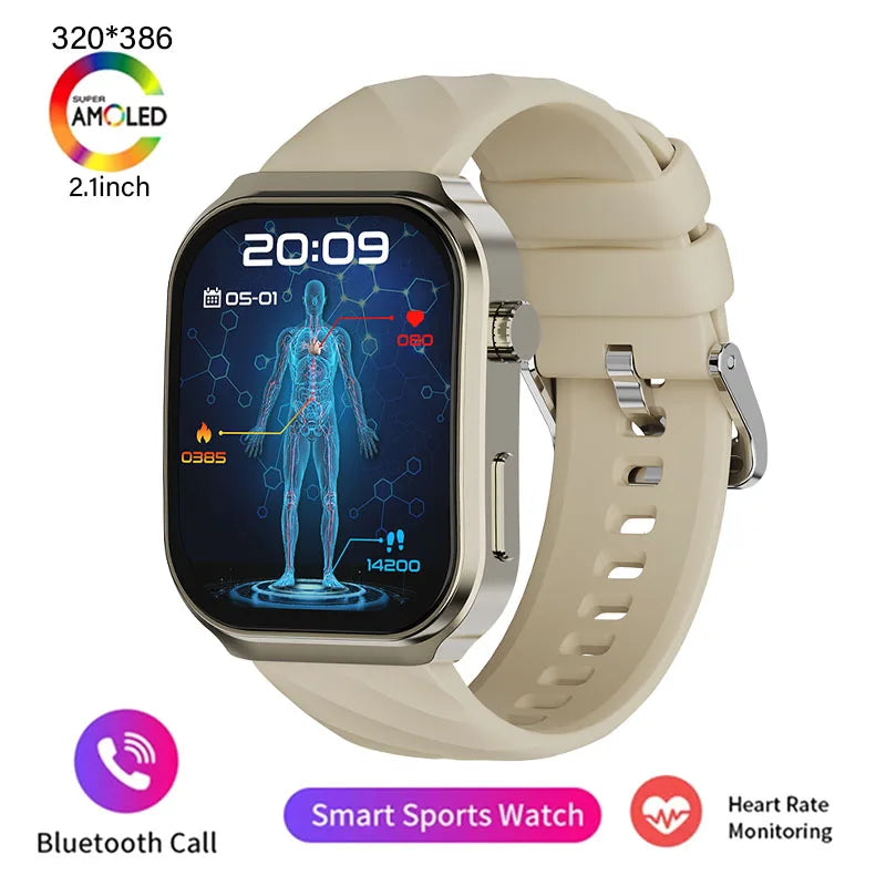 Nouveau montre intelligente pour hommes U13 écran carré de 2.1 pouces résolution 320*386 surveillance de la fréquence cardiaque et de la pression artérielle 2024 montre intelligente
