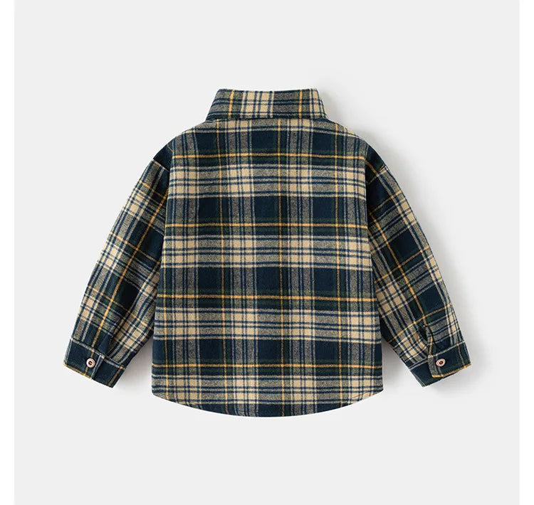 Chemises à manches longues en coton pour enfants, chemisier à carreaux, haut décontracté, vêtements pour bébé, col, garçons, 2-7 ans, nouveau, 2025