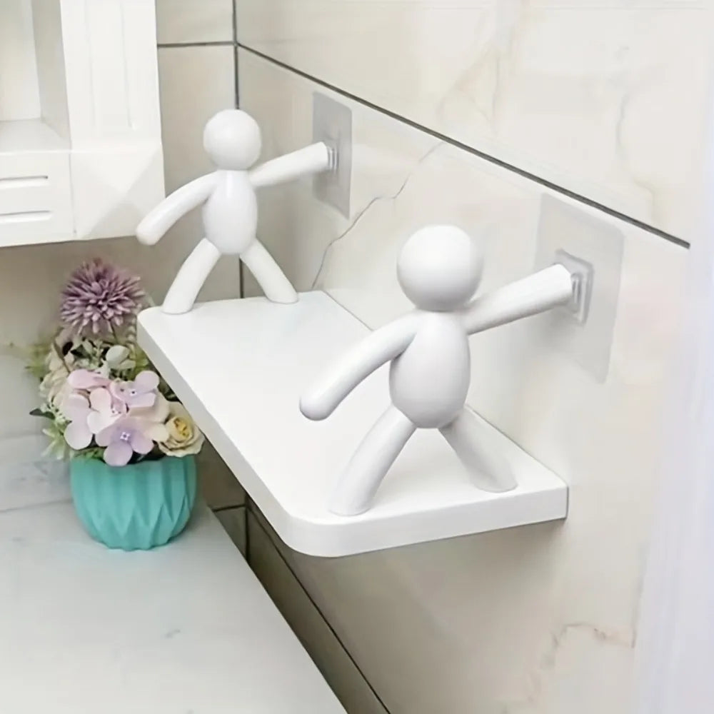 1pc petite personne support de rangement dessin animé Non poinçon support de rangement toilette salle de bain cosmétiques support de rangement assaisonnement pot tri support