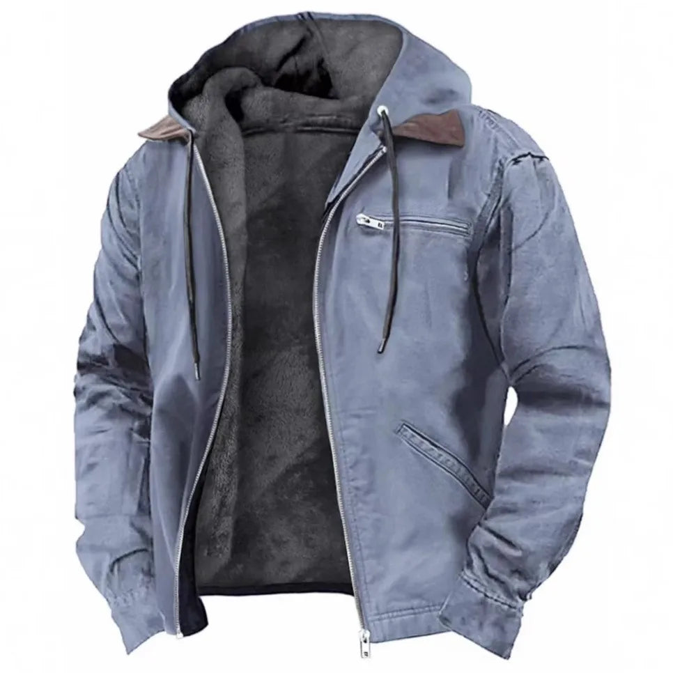 Men's New Fashion Casual Hooded Jacket, Retro Zip-Up Coat, Lightweight Streetwear, Versatile Outerwear for Spring and Autumn