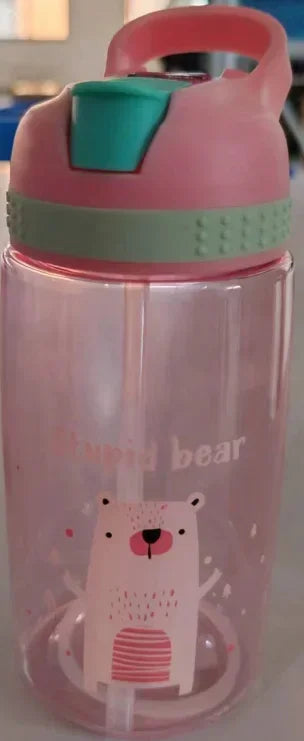 Bouteille d'eau pour enfants avec paille sans BPA, bouilloire à boire pour enfants, tasse d'école Portable en plastique sain de 480ML, tasse d'eau transparente