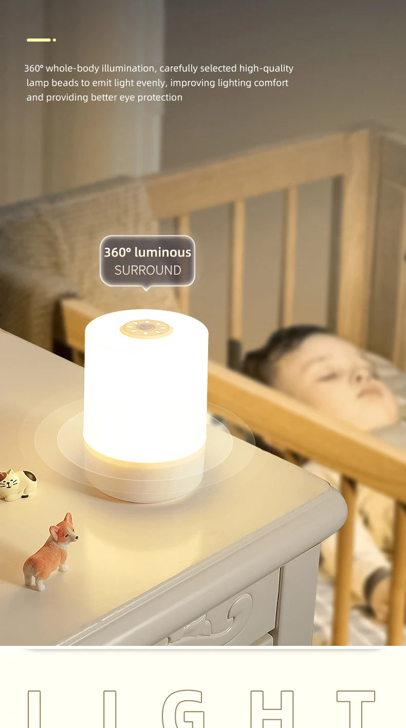 Veilleuse LED à capteur tactile pour enfants, lumière à intensité variable en continu, à côté de la lampe, chargement USB, lampe de table, veilleuse pour bébé, chambre à coucher