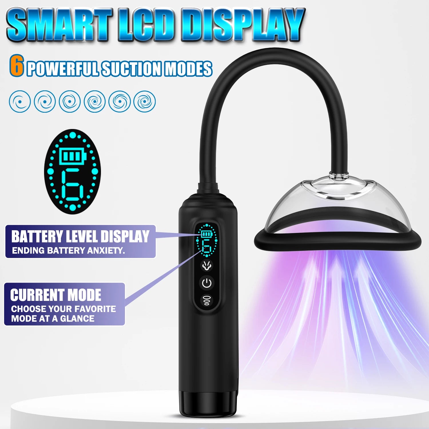 Electric BDSM suction pump for women, vibrating pussy pump, vacuum suction toy, vaginal sex pump, 7 suction cups, clitoral and nipple suction cup.