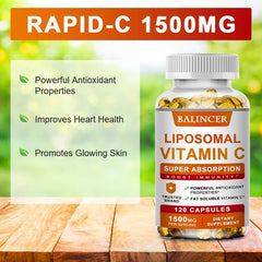 Supplément liposomal à la vitamine C – Vitamine C facilement absorbante et soluble dans les graisses, antioxydant, soutient le système immunitaire, favorise la santé de la peau