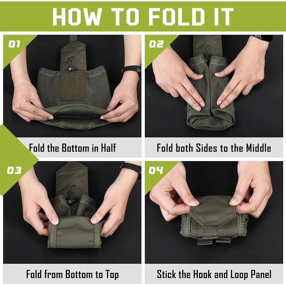 Pochette de décharge pliable Molle, sac de taille de recyclage, sacs utilitaires de chasse pour Sport de plein air, accessoire d'outil EDC, sac de récupération pliable