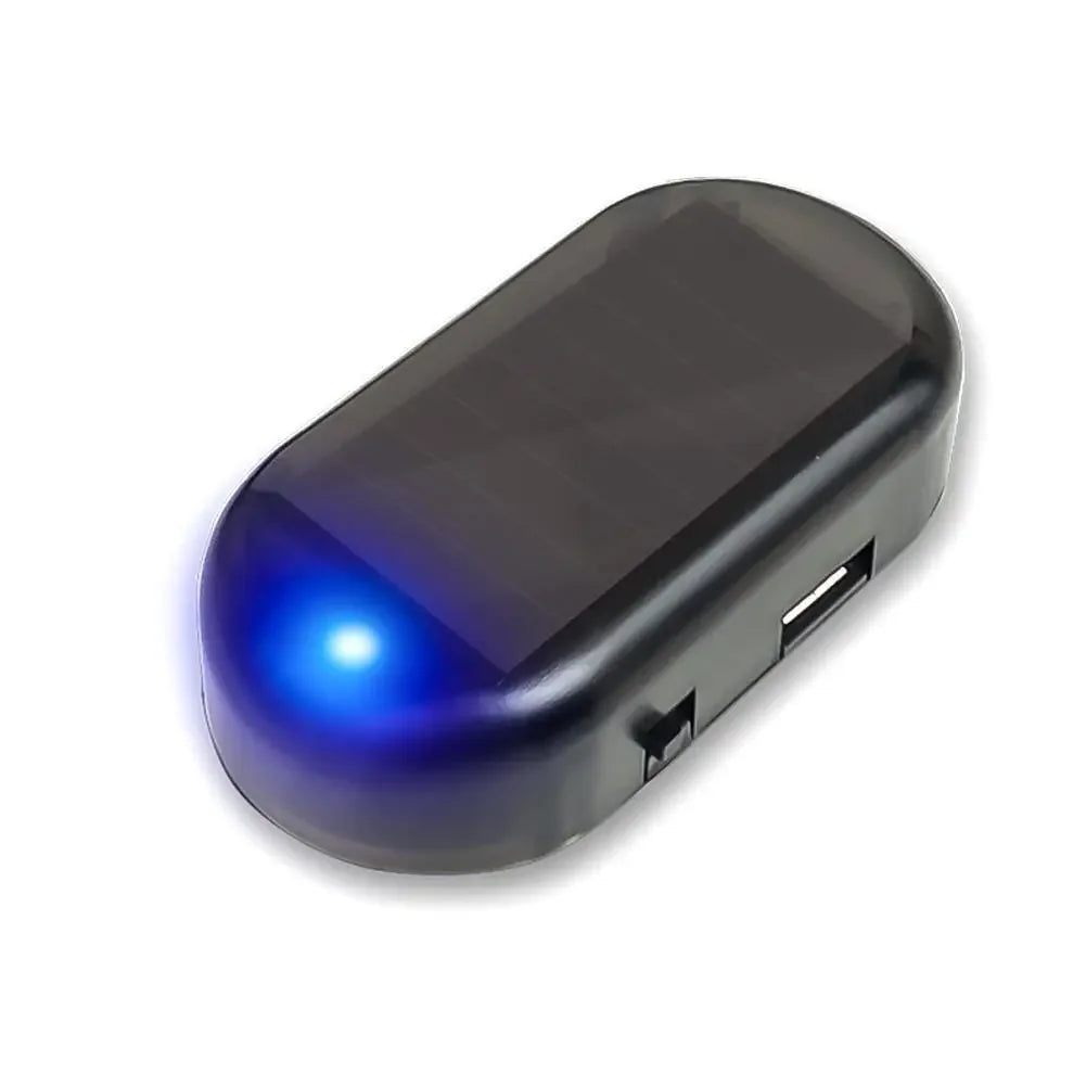 Fausse lumière de sécurité pour voiture, simulation d'alarme factice à énergie solaire, avertissement sans fil, lampe d'avertissement antivol, lumières clignotantes LED