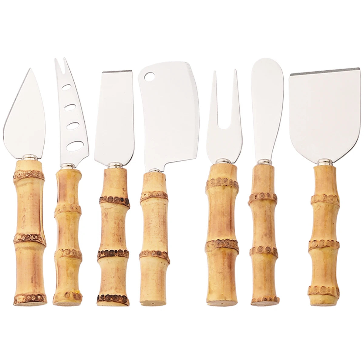 Ensemble de couteaux à fromage en bambou, couverts à fromage, trancheur de fromage en acier inoxydable, Mini couteau couteau à beurre, spatule fourchette outils de cuisine