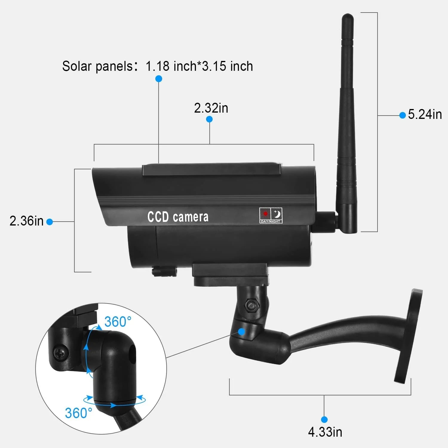 Fausse caméra factice à énergie solaire cctv sécurité wifi sans fil extérieur clignotant led vidéo surveillance caméra factice