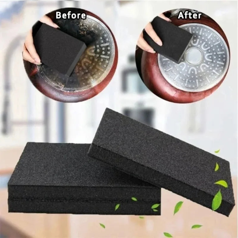 Éponge de nettoyage émeri noire, brosse de nettoyage, Agent détartrage, chiffon d'essuyage, Pot à récurer, outils de cuisine, Nano éponge, 3/5 pièces