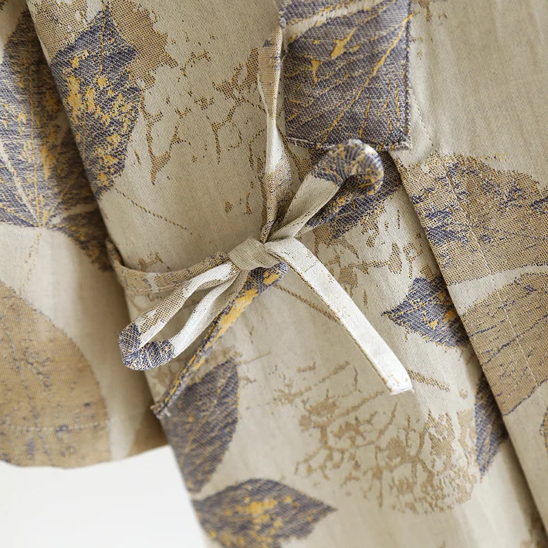 Peignoir en coton pour hommes, nouveau Style, couleur assortie, grande taille, vêtements de maison, pyjama Yukata, printemps et automne 2024
