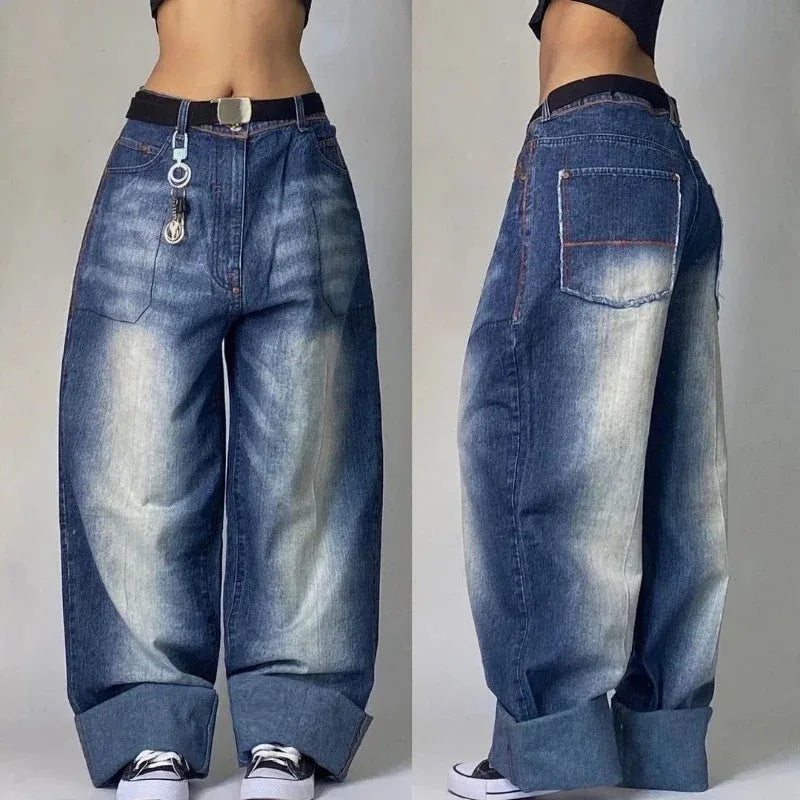 Jean Baggy Délavé à Poches Multiples pour Homme et Femme, Streetwear, Y2K, Hip-hop, Harajuku, Décontracté, Gothique, Taille Haute, Large, Surintendant, Nouvelle Collection