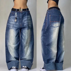 Jean Baggy Délavé à Poches Multiples pour Homme et Femme, Streetwear, Y2K, Hip-hop, Harajuku, Décontracté, Gothique, Taille Haute, Large, Surintendant, Nouvelle Collection