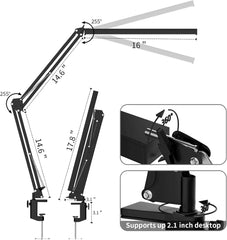 LED desk lamp, adjustable flexible reading lamp with variable brightness, 3 colors, 10 brightness levels, table lamp with memory function for the office
