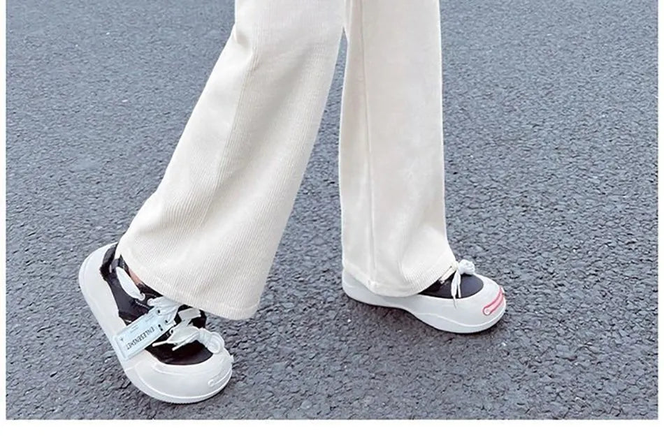 Pantalons à jambes larges pour filles, en velours côtelé, décontractés, à jambes droites, tendance, pantalons longs amincissants, nouvelle collection printemps et automne