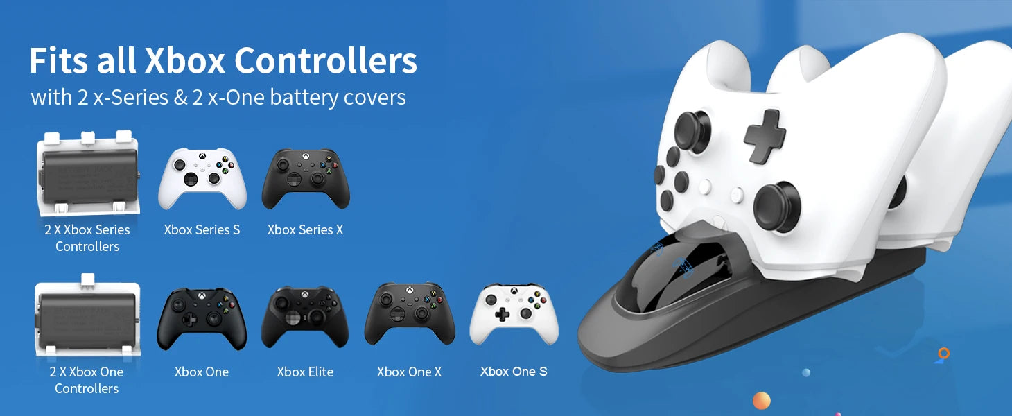Station de chargeur de contrôleur avec 2 batteries rechargeables de 3600 mWh pour Xbox One/Series X | Contrôleur S, double station de charge pour