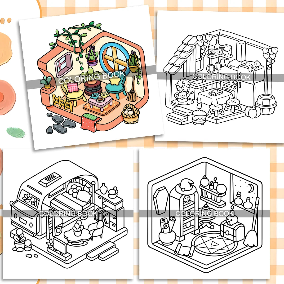 Livre de coloriage pour la relaxation – Décoration de pièce simple avec illustrations de livre d'images pour la créativité et le soulagement du stress