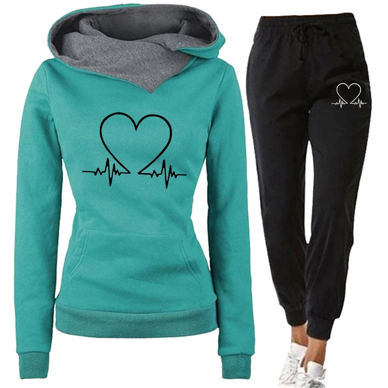Femme survêtement deux pièces ensemble hiver sweats à capuche chauds + pantalons pulls femme Jogging femme vêtements sport costume tenues