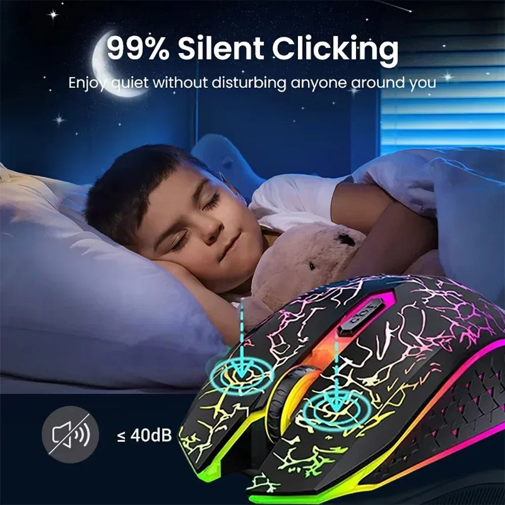 Souris sans fil Bluetooth 5.2 RGB 2.4G, double Mode, pour jeu, 6 boutons, silencieuse, pour MacBook, tablette, ordinateurs portables