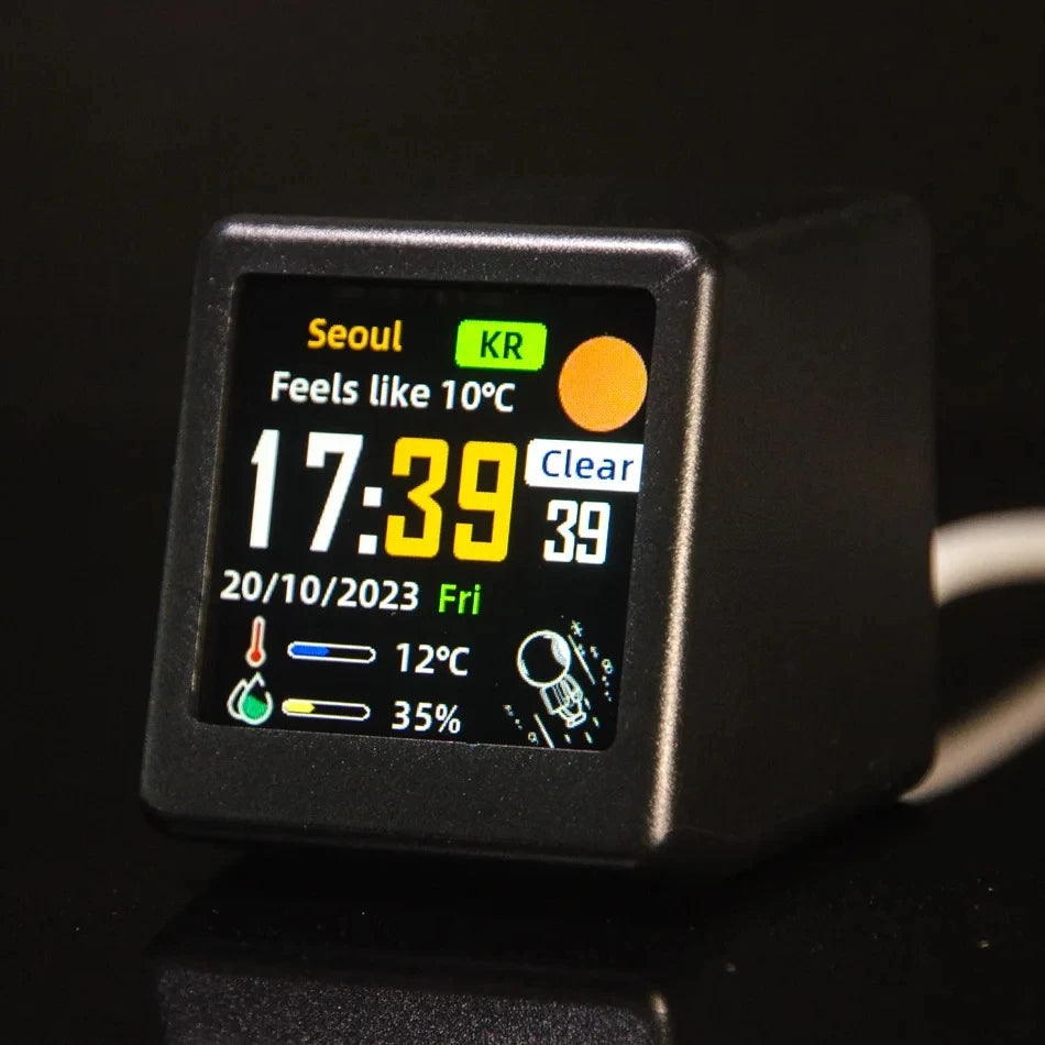 Petit réveil portable intelligent WiFi, station météo, affichage de la température et de l'humidité, horloge, décoration de bureau