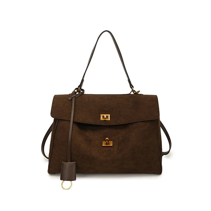Sac à main de luxe pour femmes, café violet, marque avancée, Simple, fourre-tout en daim givré, sac à bandoulière de voyage pour banlieue